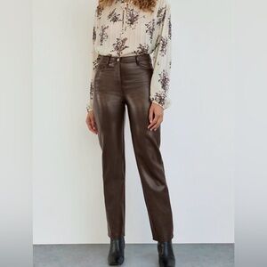 Wilfred The Melina Brown Vegan Leather Pants Size 2